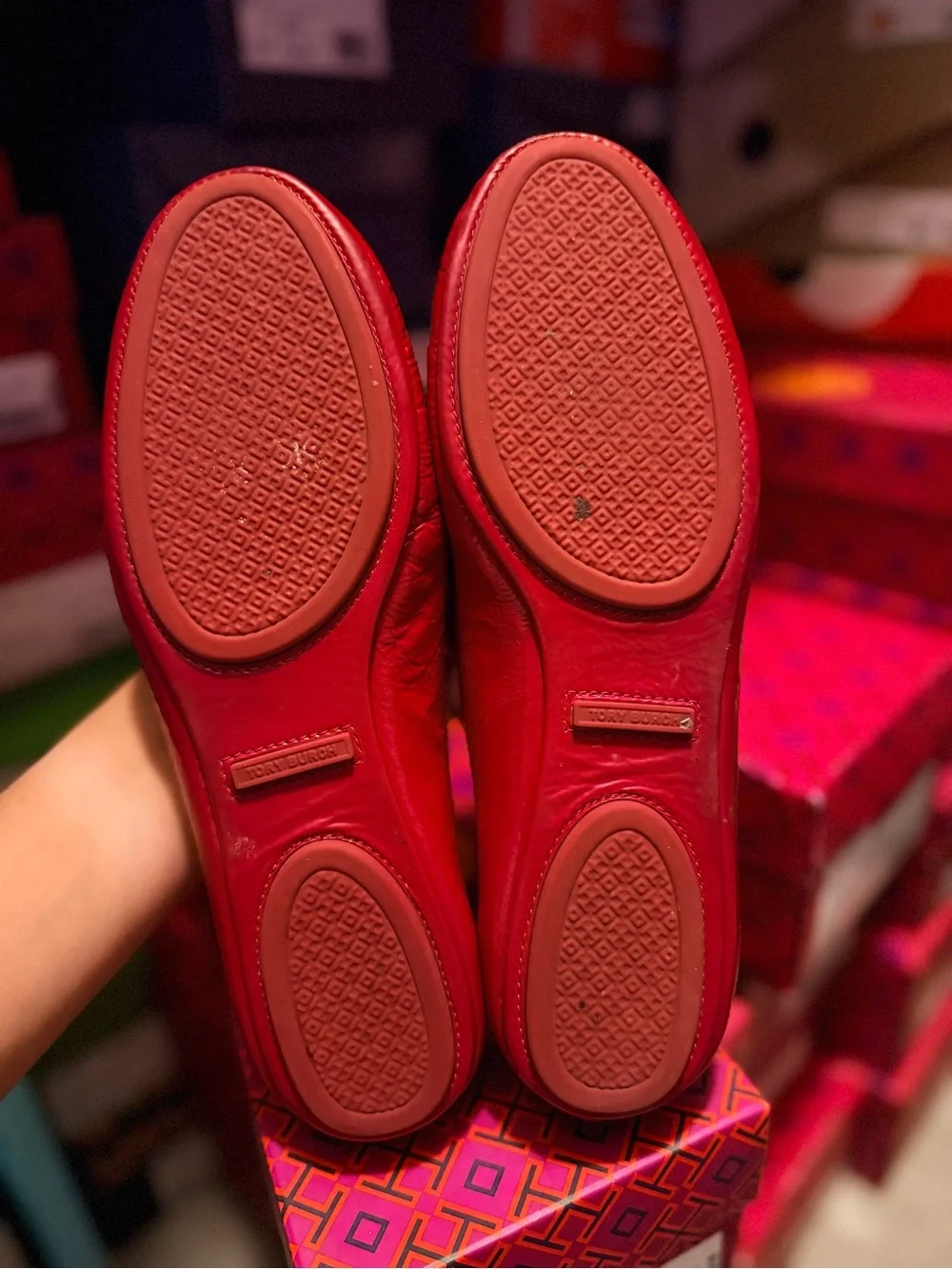 Tory Burch Red Patent Leather Logo Ballet Flat